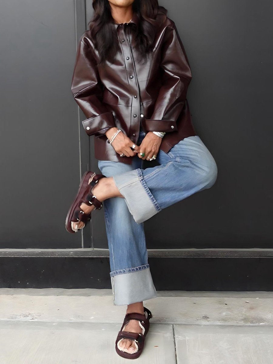 Coated PU Fashion Two Pieces Dress