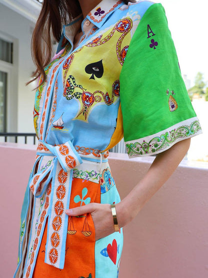 Casual Fashion Printed Shirt Dress