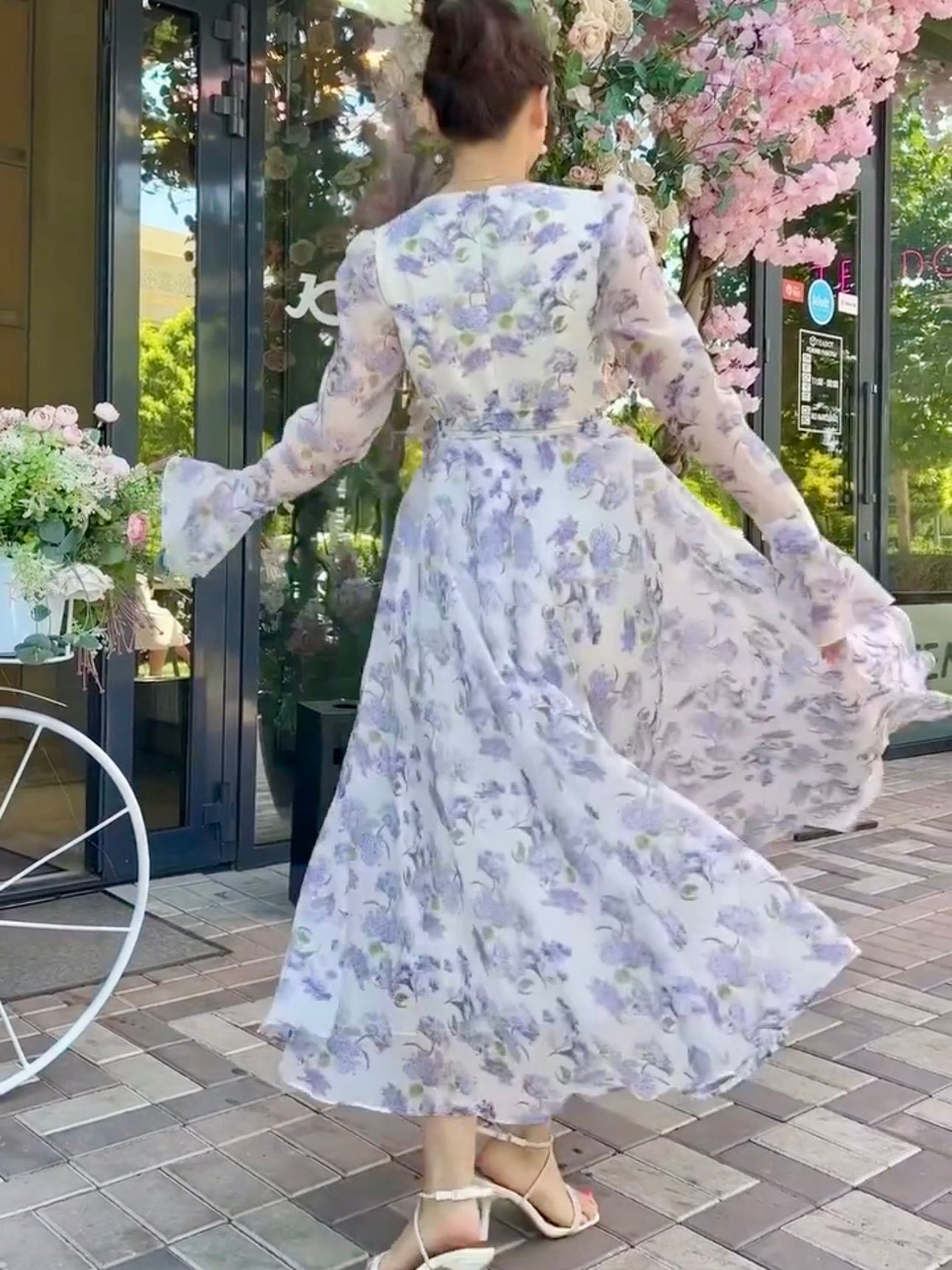 White Purple Flower Dress