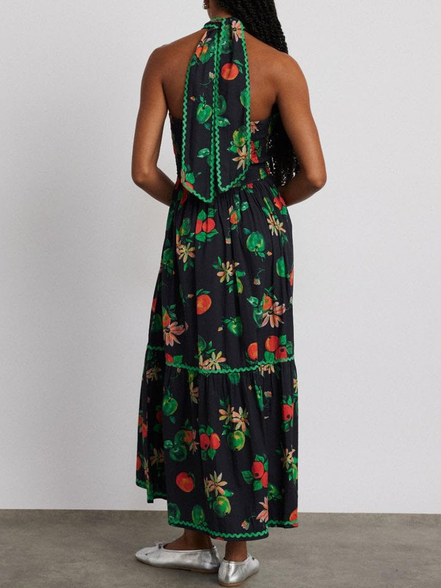 Halter Neck Sleeveless Printed Dress