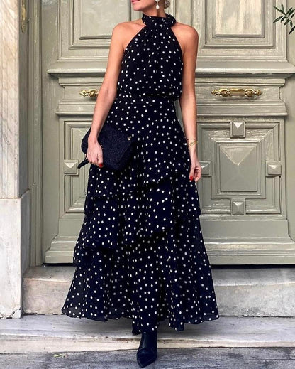 Polka Dot Halter Neck Dress