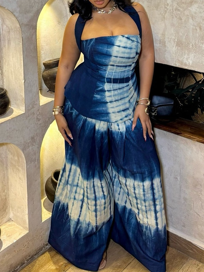 Printed Halter Neck Two-Piece Set