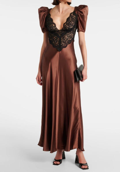 Gorgeous Chocolate Lace Maxi Dress