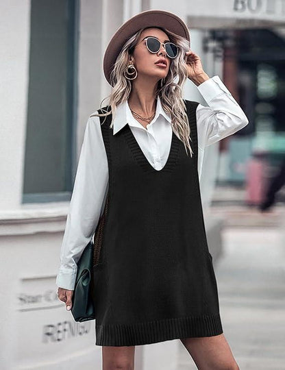 Pullover Vest Dress With Pockets