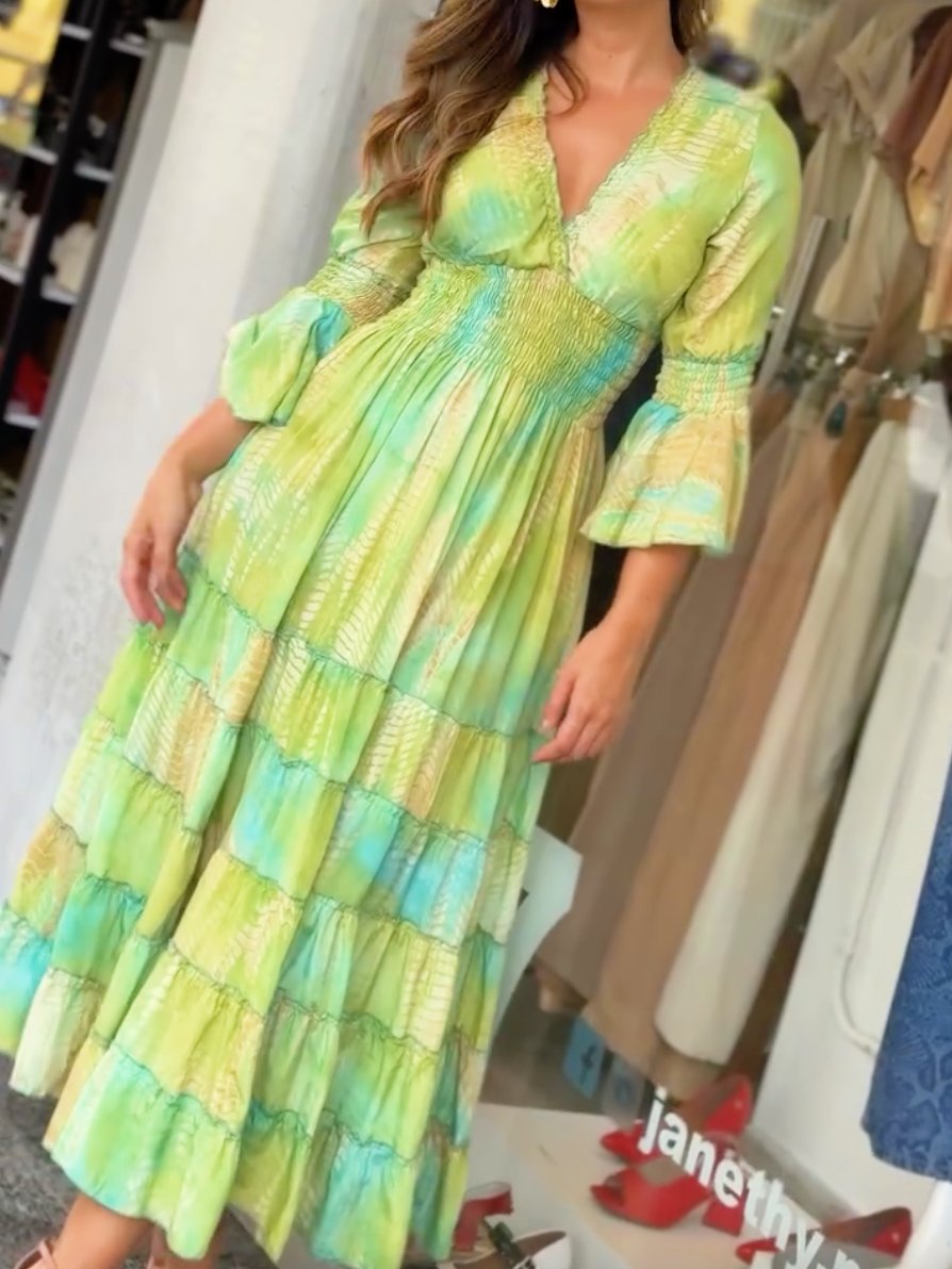 Lush Lime Ruffle Maxi Dress