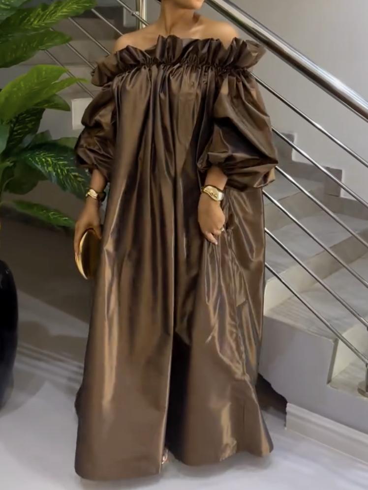 ⏰ Last Day Promotion $7 Off-Lotus Collar Long Sleeve Loose Maxi Dress