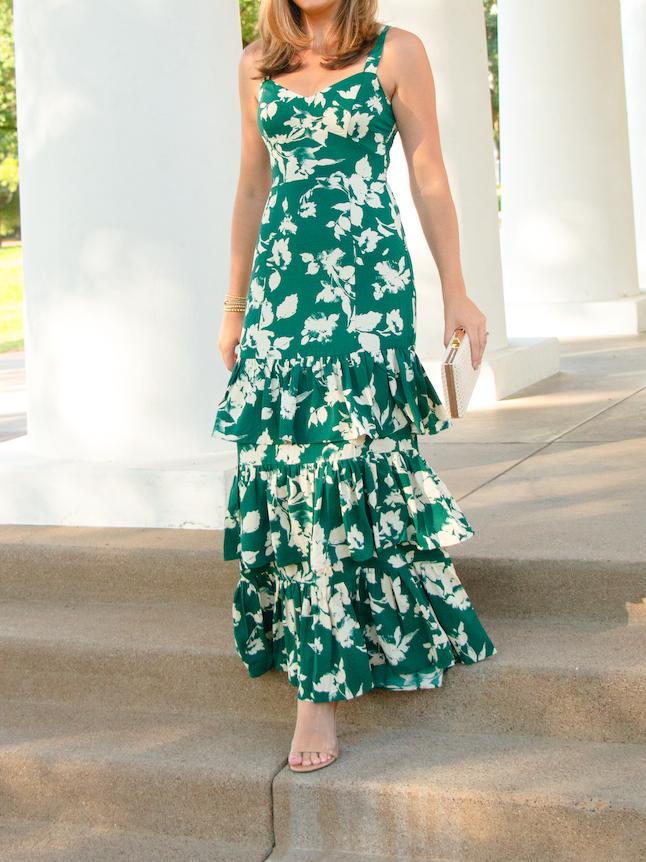 Green Floral Midi Dress