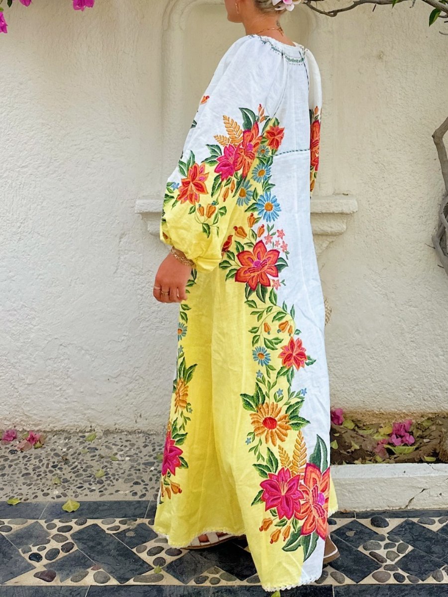 SS24 Floral Linen Maxi Dress