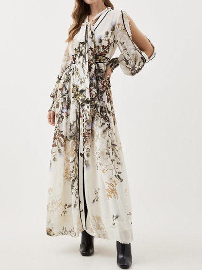 Viscose Floral Boarder Print Maxi Dress