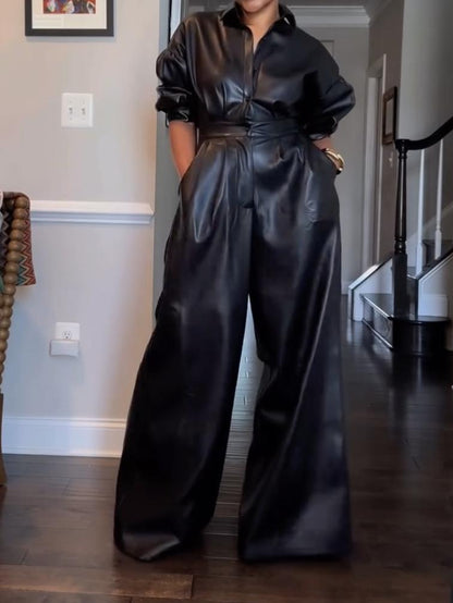 Black Leather Jumpsuit