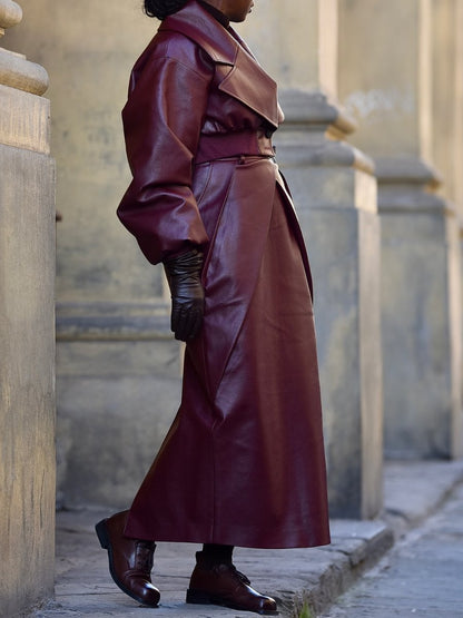 Oxblood Hue PU Leather 2pc Set