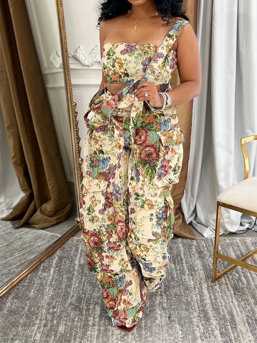 Retro Floral Jumpsuit Set