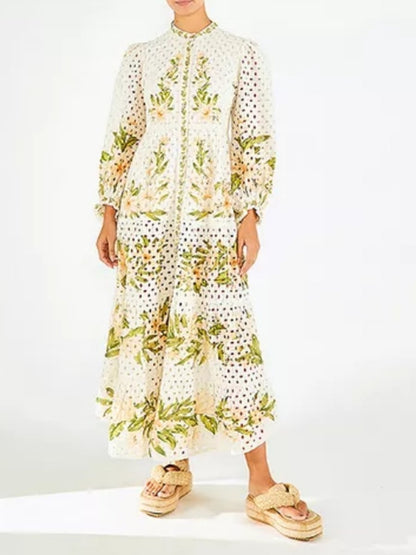 SS24 Floral Long Sleeve Midi Dress