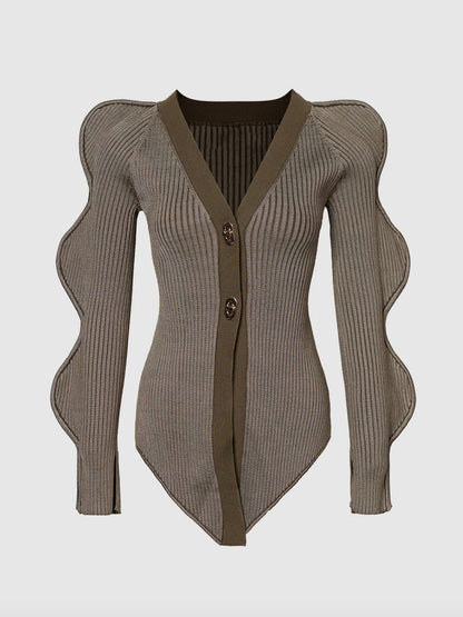 Skinny V-Neck Knitted Cardigan