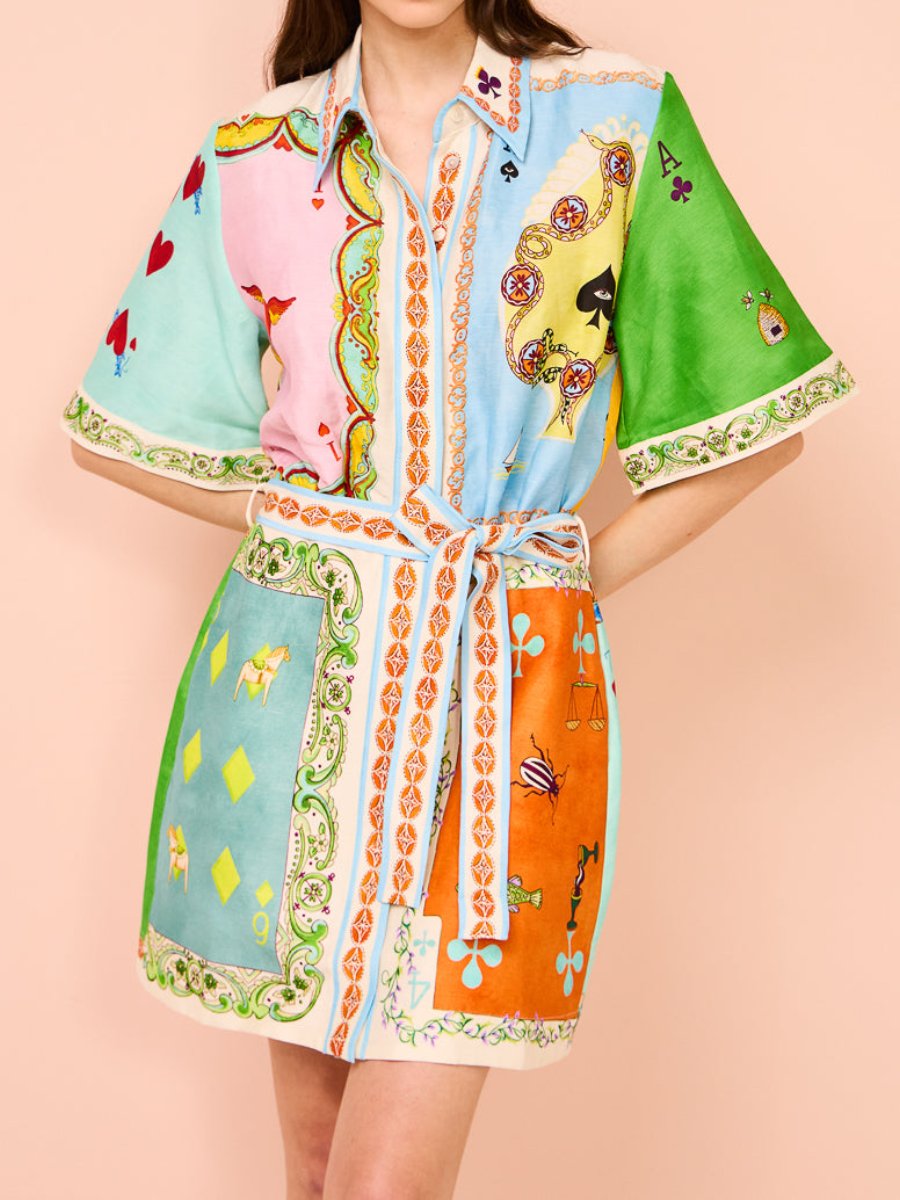 Casual Fashion Printed Shirt Dress