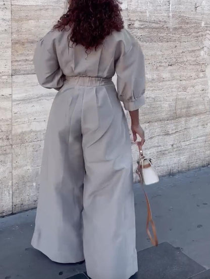 Shirt Wide Leg Jumpsuit