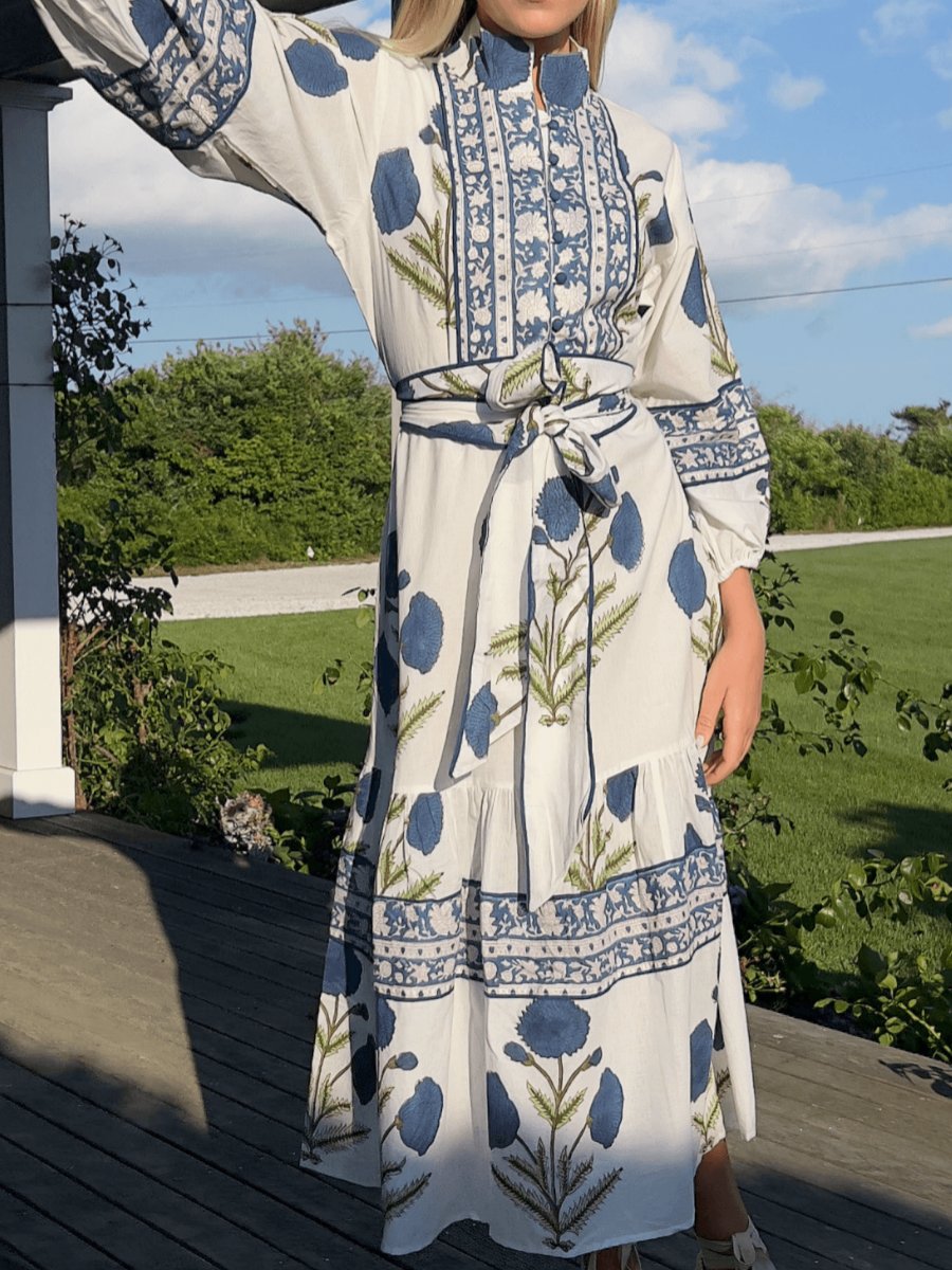 Fall Printed Elegance Midi Dress