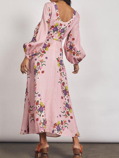 Floral Midi Dress In Rose