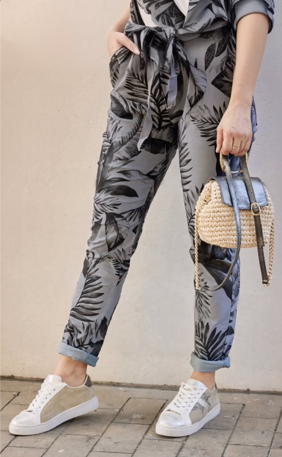 Stretch And Comfort Palm Tree Print Tops&Pants