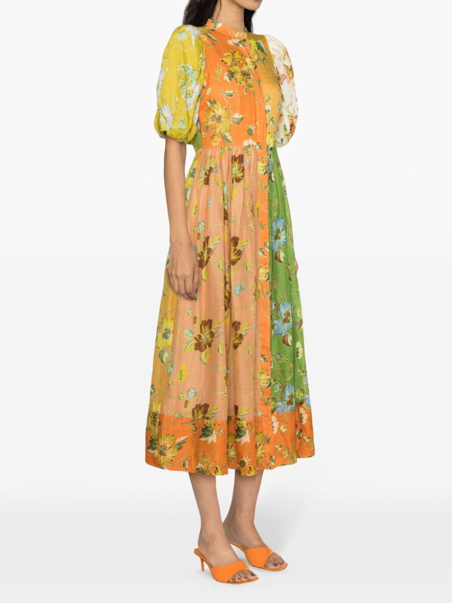 Floral Print Puff Sleeve Maxi Dress