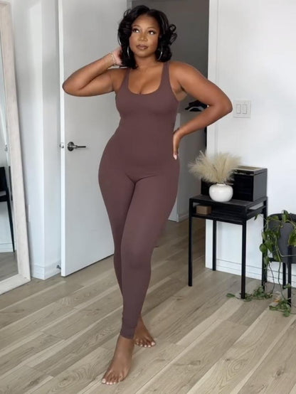 Sleeveless Sexy V Back Scrunch Butt Jumpsuits