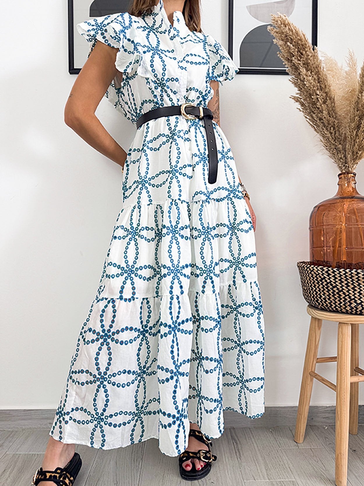 Summer Embroidered Elegant Midi Dress