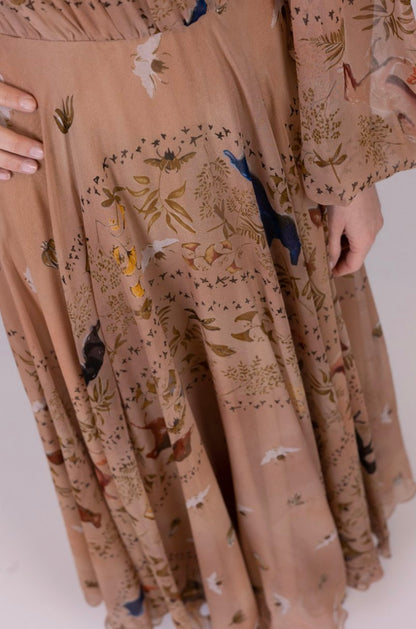 Chiffon Westernstyle Floral Maxi Dress