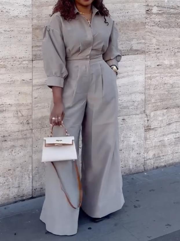 Shirt Wide Leg Jumpsuit