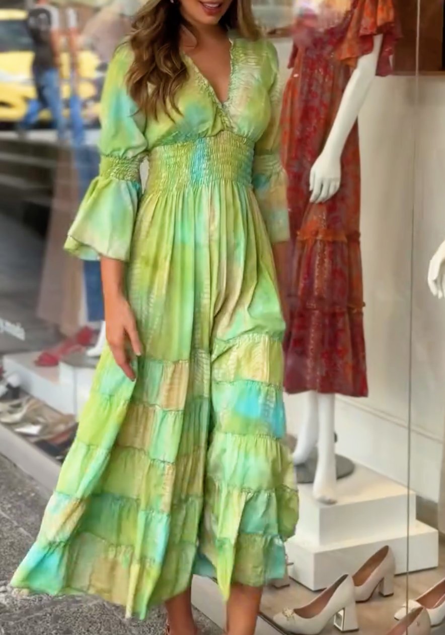 Lush Lime Ruffle Maxi Dress