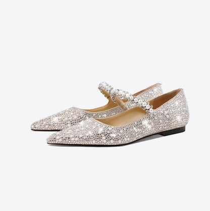 Women's Point-toe Rhinestone Flats