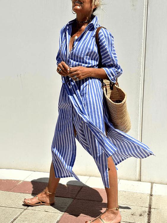 Classic Striped Shirt Dress