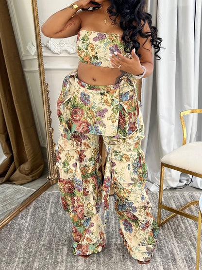 Retro Floral Jumpsuit Set