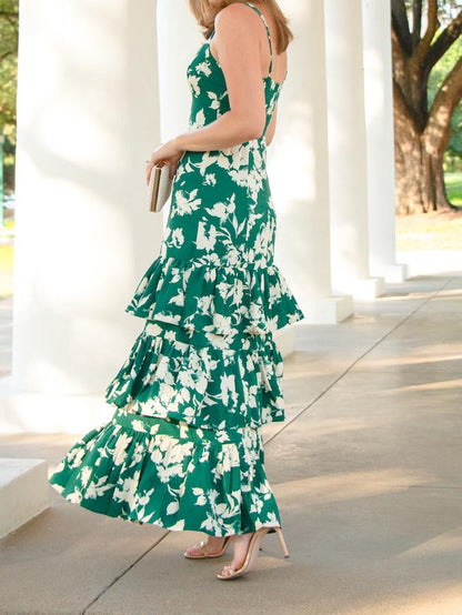 Green Floral Midi Dress