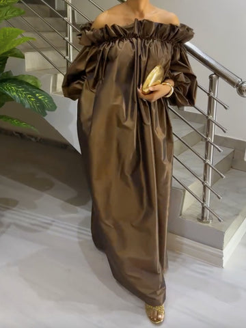 ⏰ Last Day Promotion $7 Off-Lotus Collar Long Sleeve Loose Maxi Dress