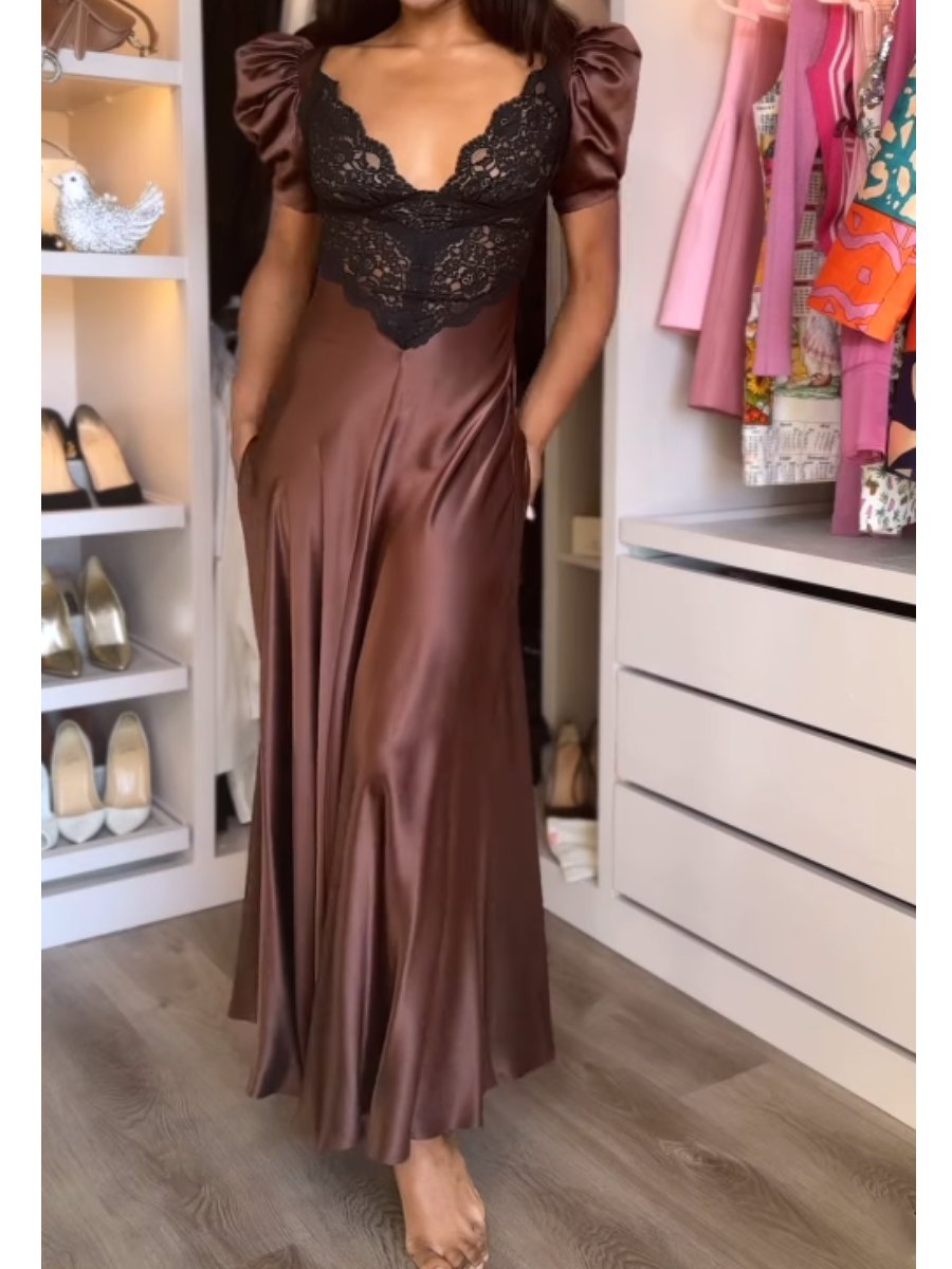 Gorgeous Chocolate Lace Maxi Dress