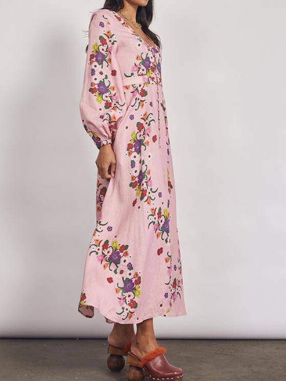 Floral Midi Dress In Rose