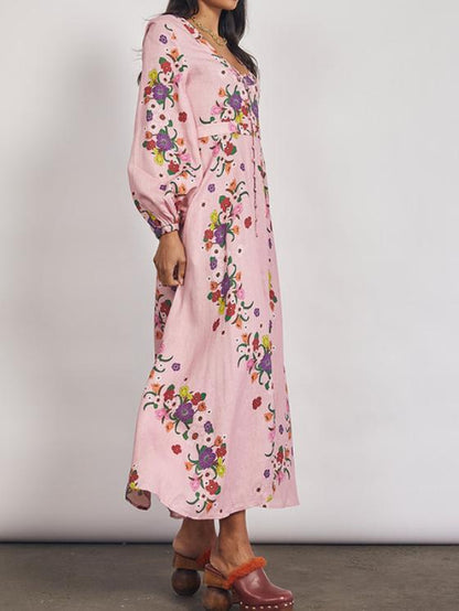 Floral Midi Dress In Rose