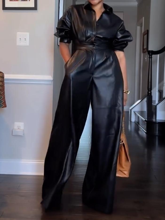 Black Leather Jumpsuit