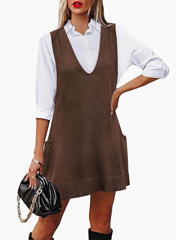 Pullover Vest Dress With Pockets