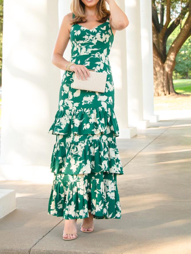 Green Floral Midi Dress